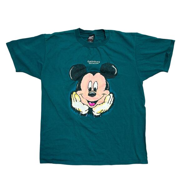 Vintage Disney Mickey Mouse Gatlinburg TN Green T-Shirt XL - Picture 1 of 5